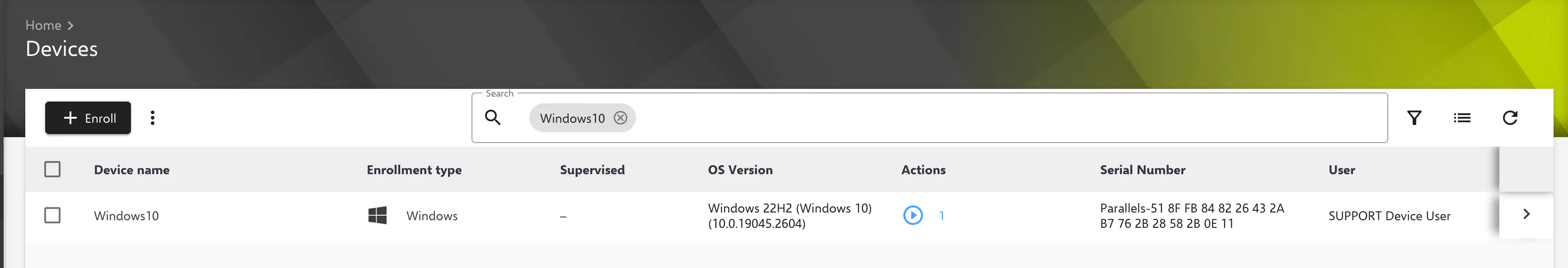 Windows device enrollment completion screen showing successful Relution MDM connection
