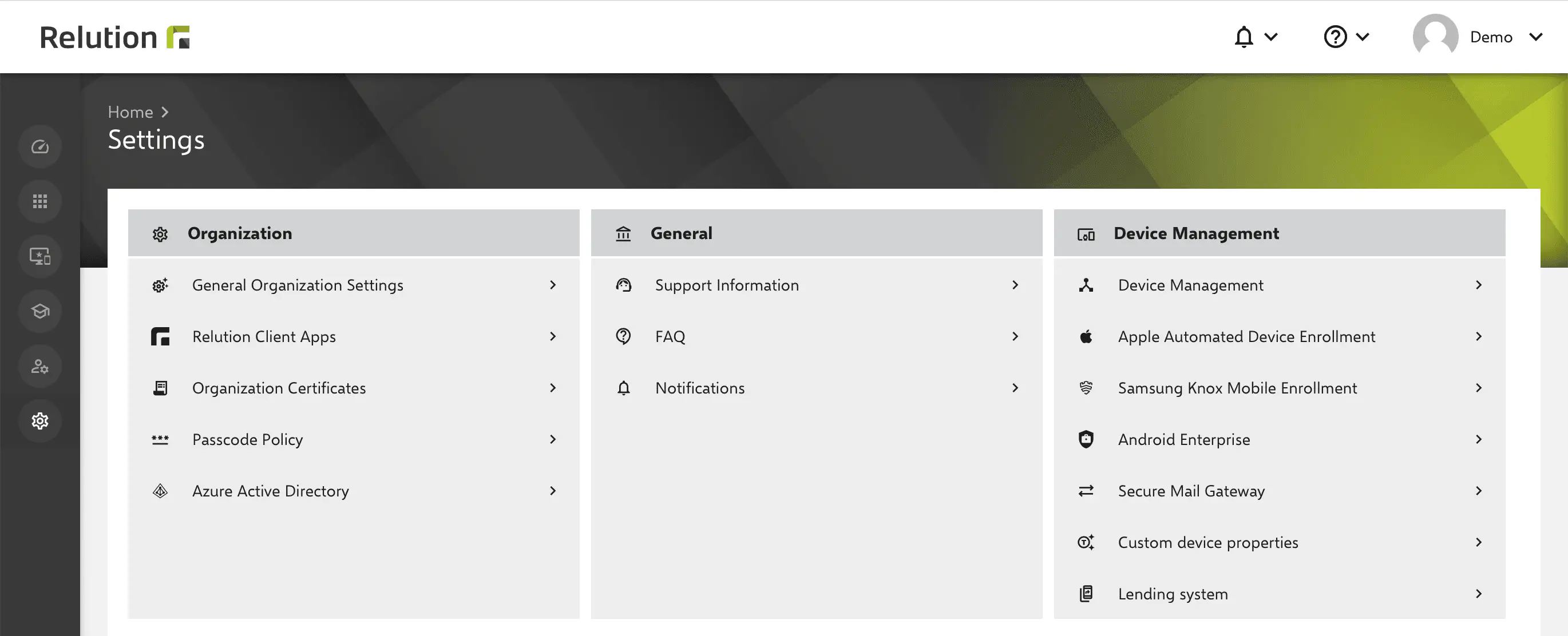 Guide de liaison Azure AD avec Relution dans les paramètres de l’organisation Windows