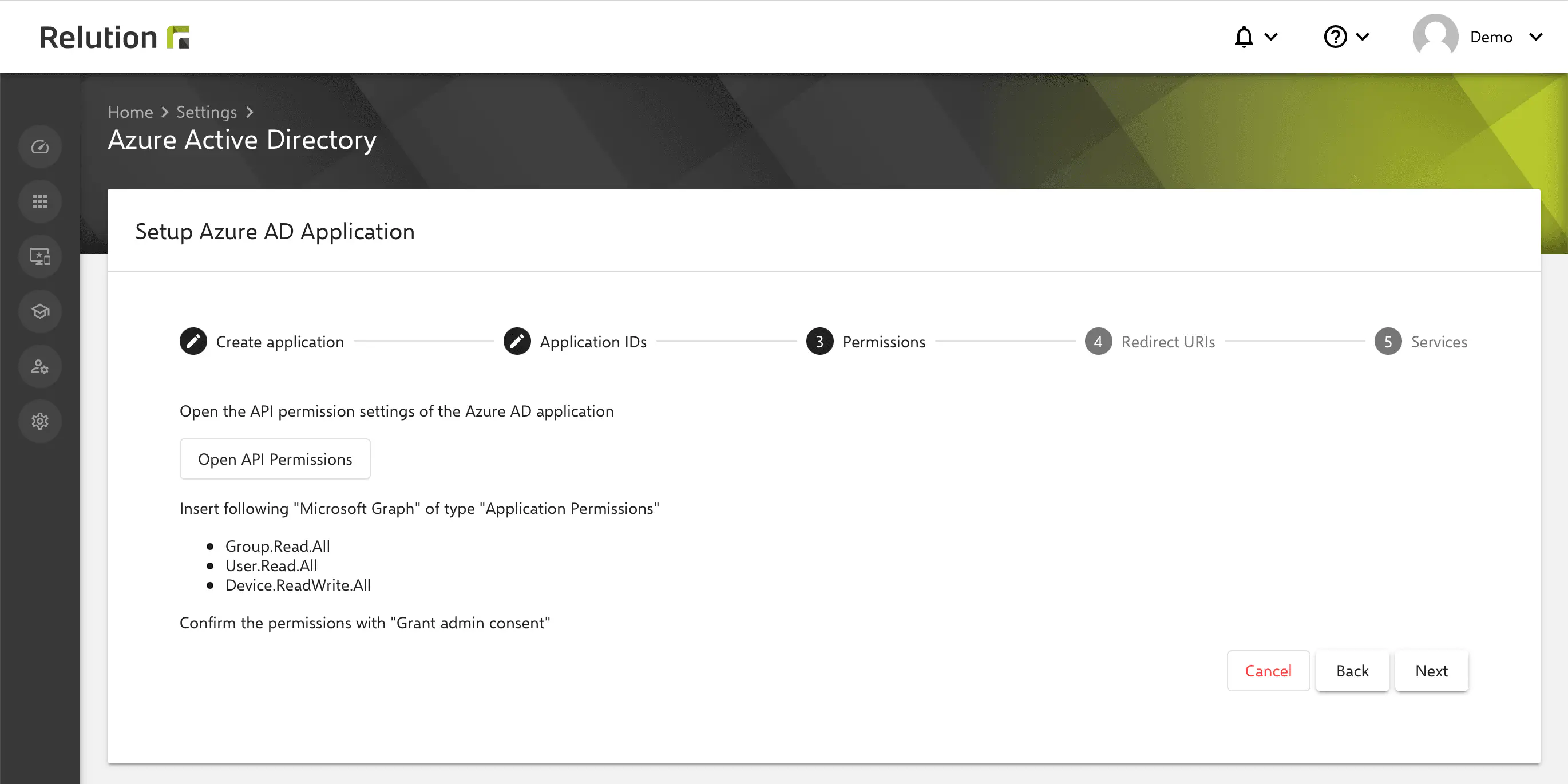 Configuration des autorisations API étape 3 du guide Relution Windows Autopilot