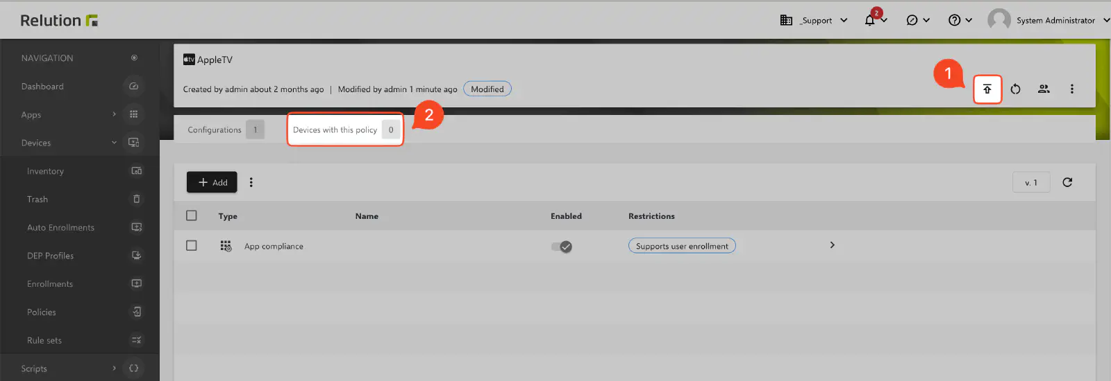 Saving and publishing the completed app conformance configuration