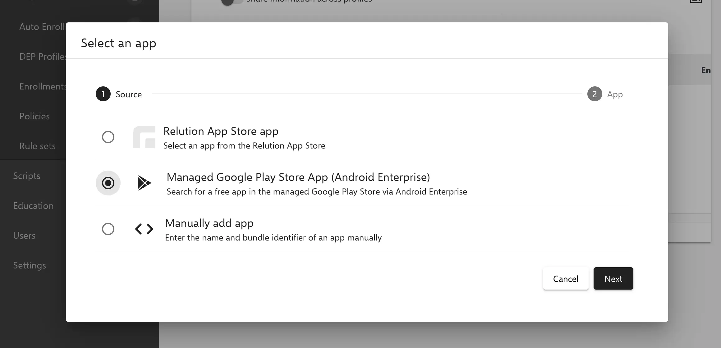 Select Managed Play Store