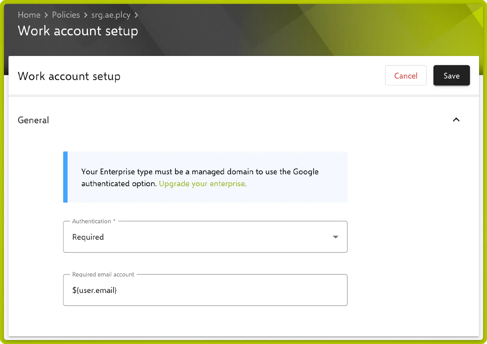 Configuration du compte professionnel dans Relution