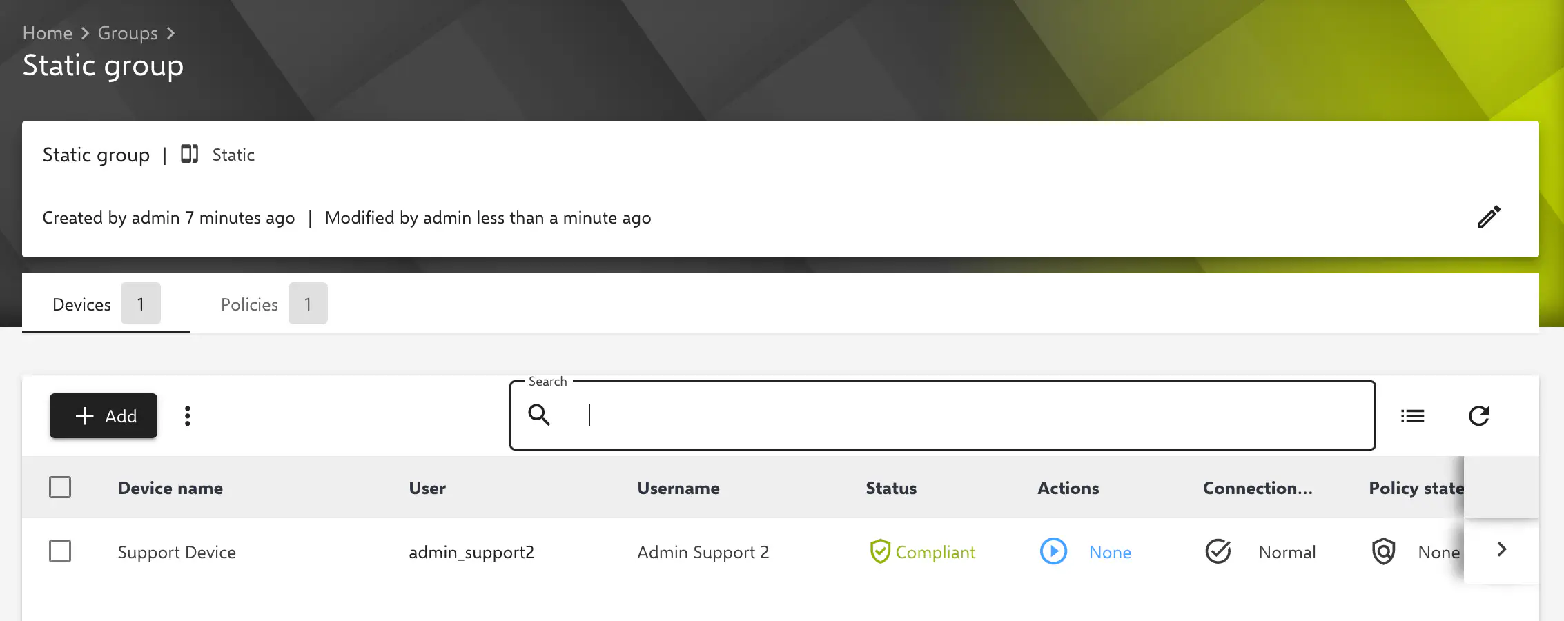 Manually assigning devices to a static group
