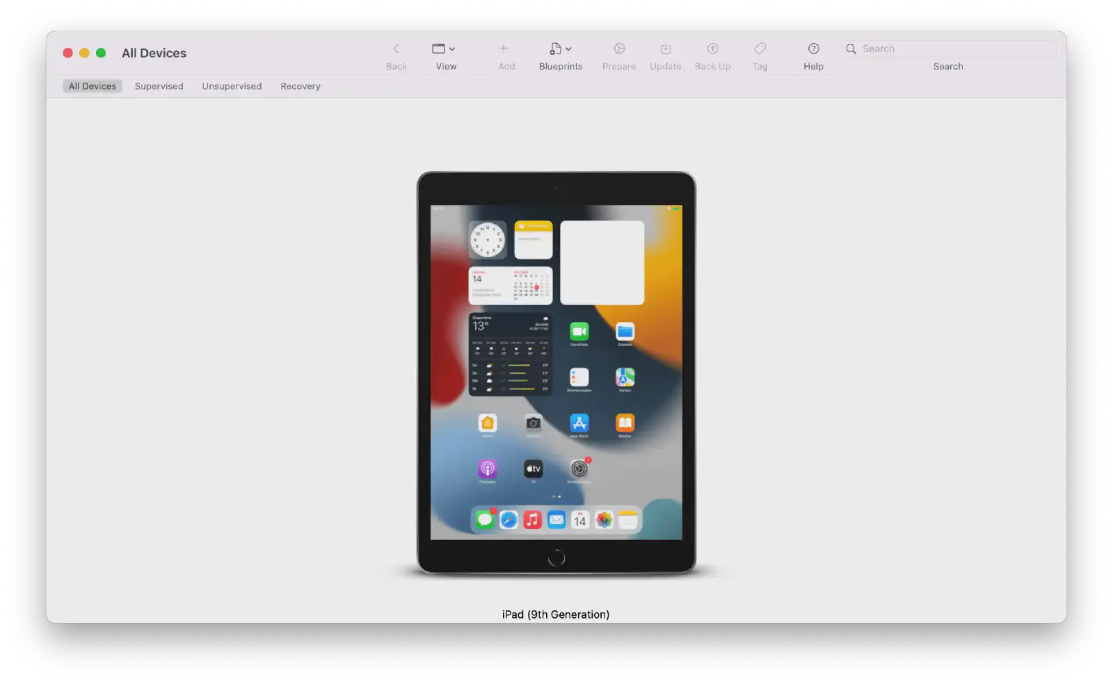 Apple Configurator showing device successfully unlocked and manageable via Mac