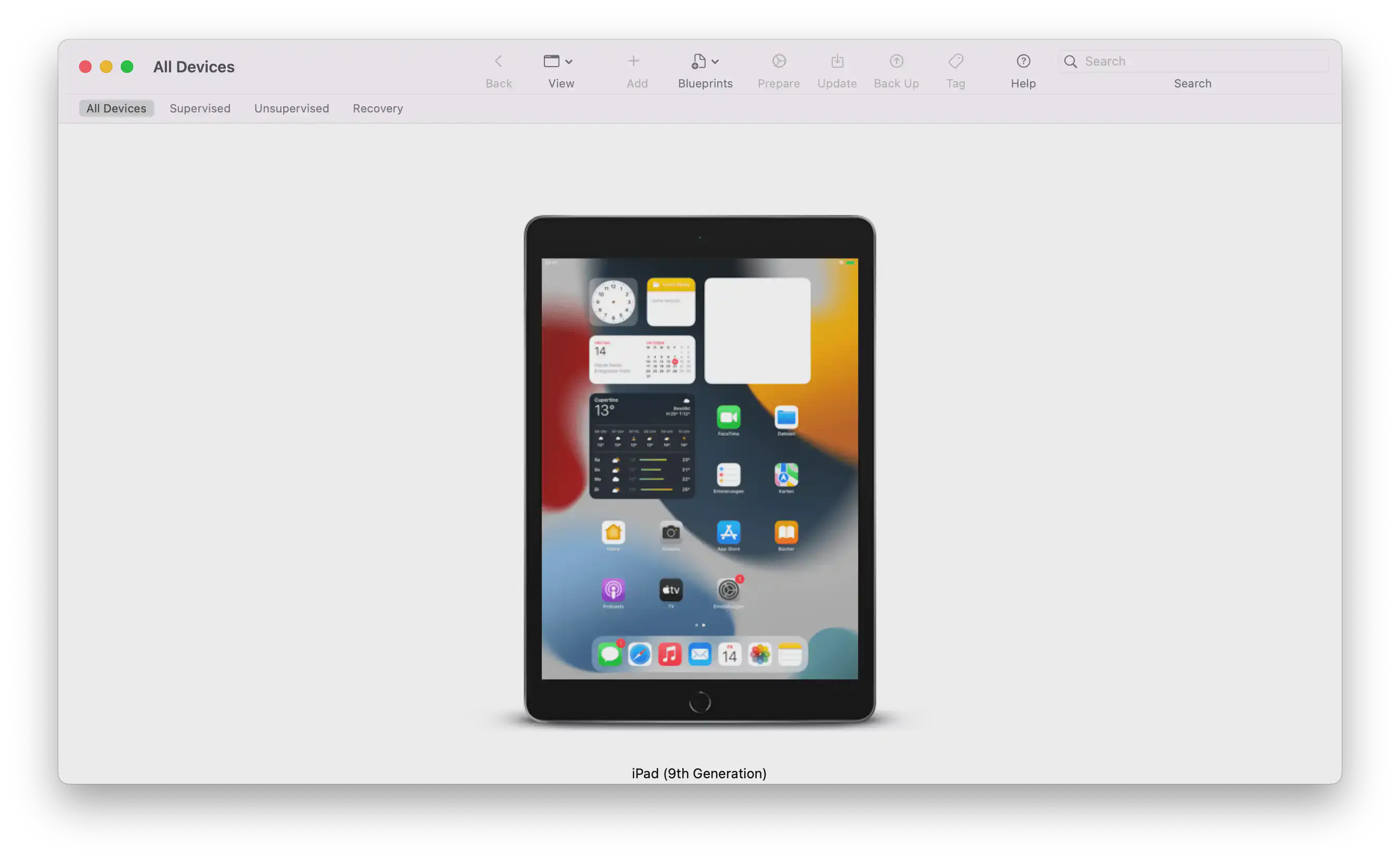 Apple Configurator showing device successfully unlocked and manageable via Mac