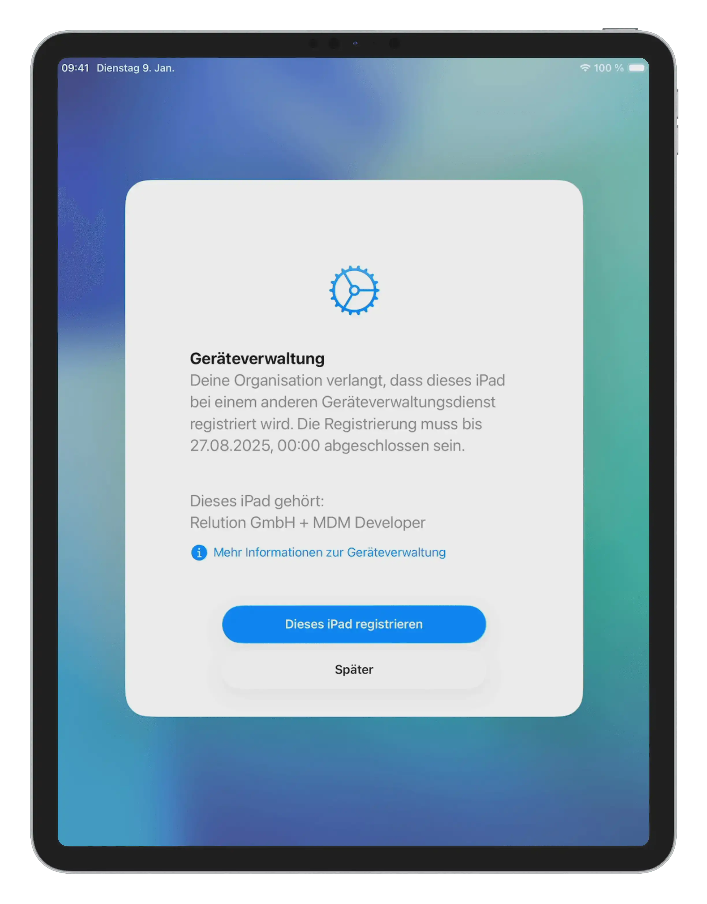 Invite affichée sur l’appareil