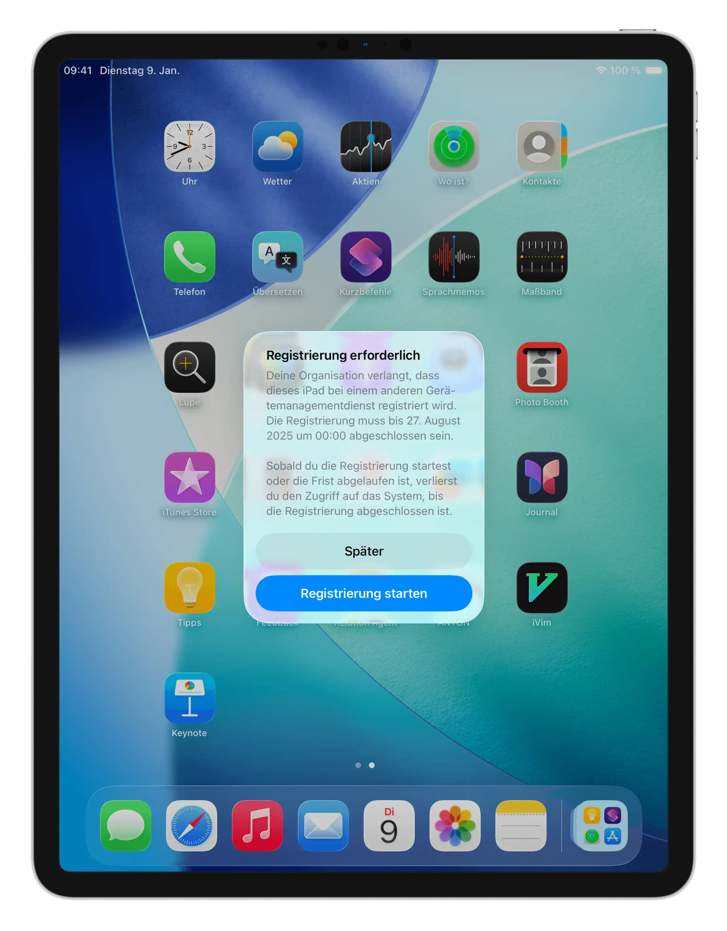 Notification window on device