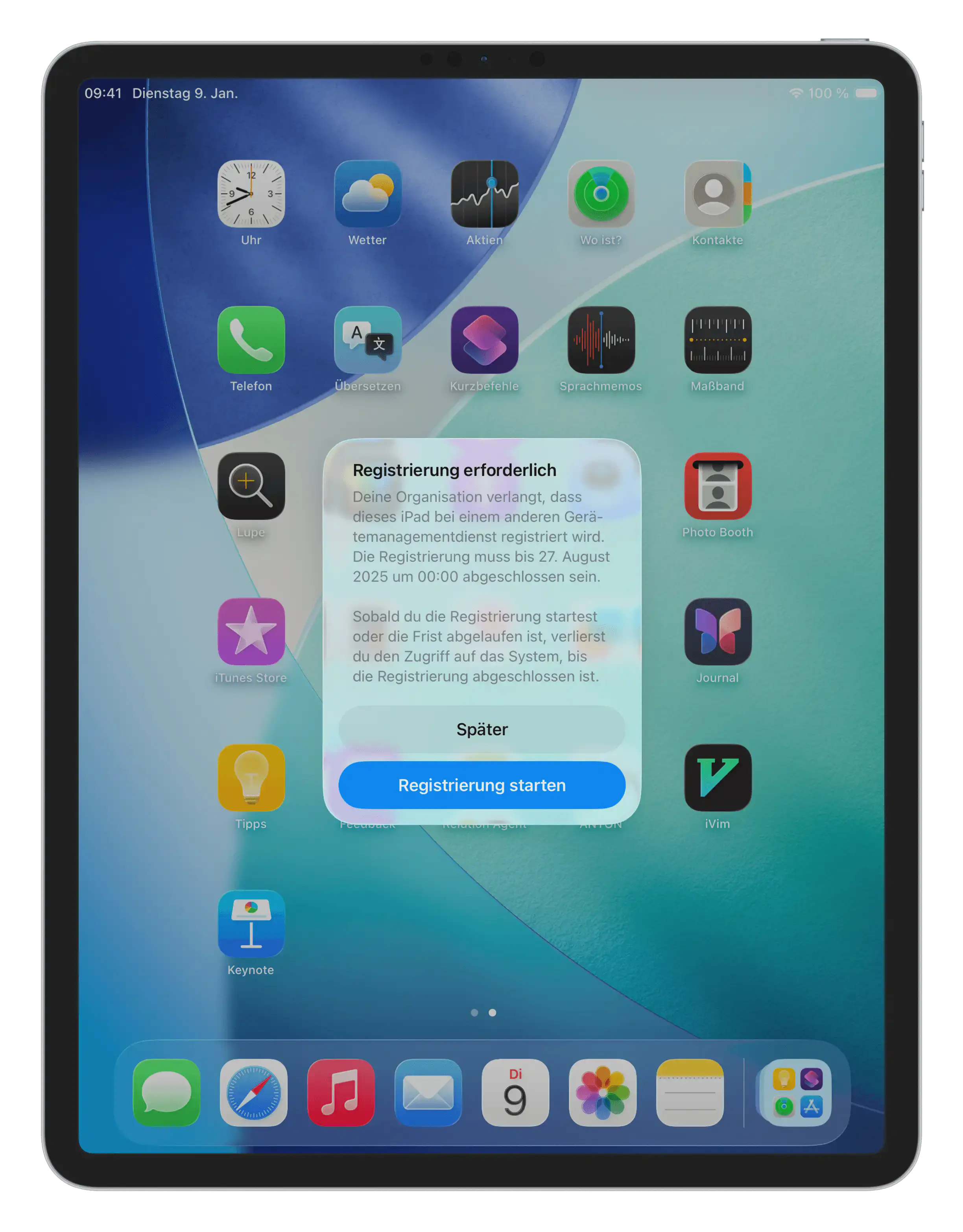 Fenêtre de notification sur l’appareil