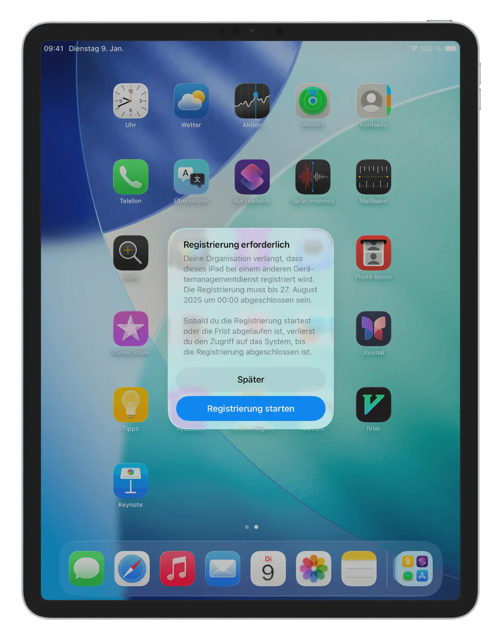 Notification window on the device