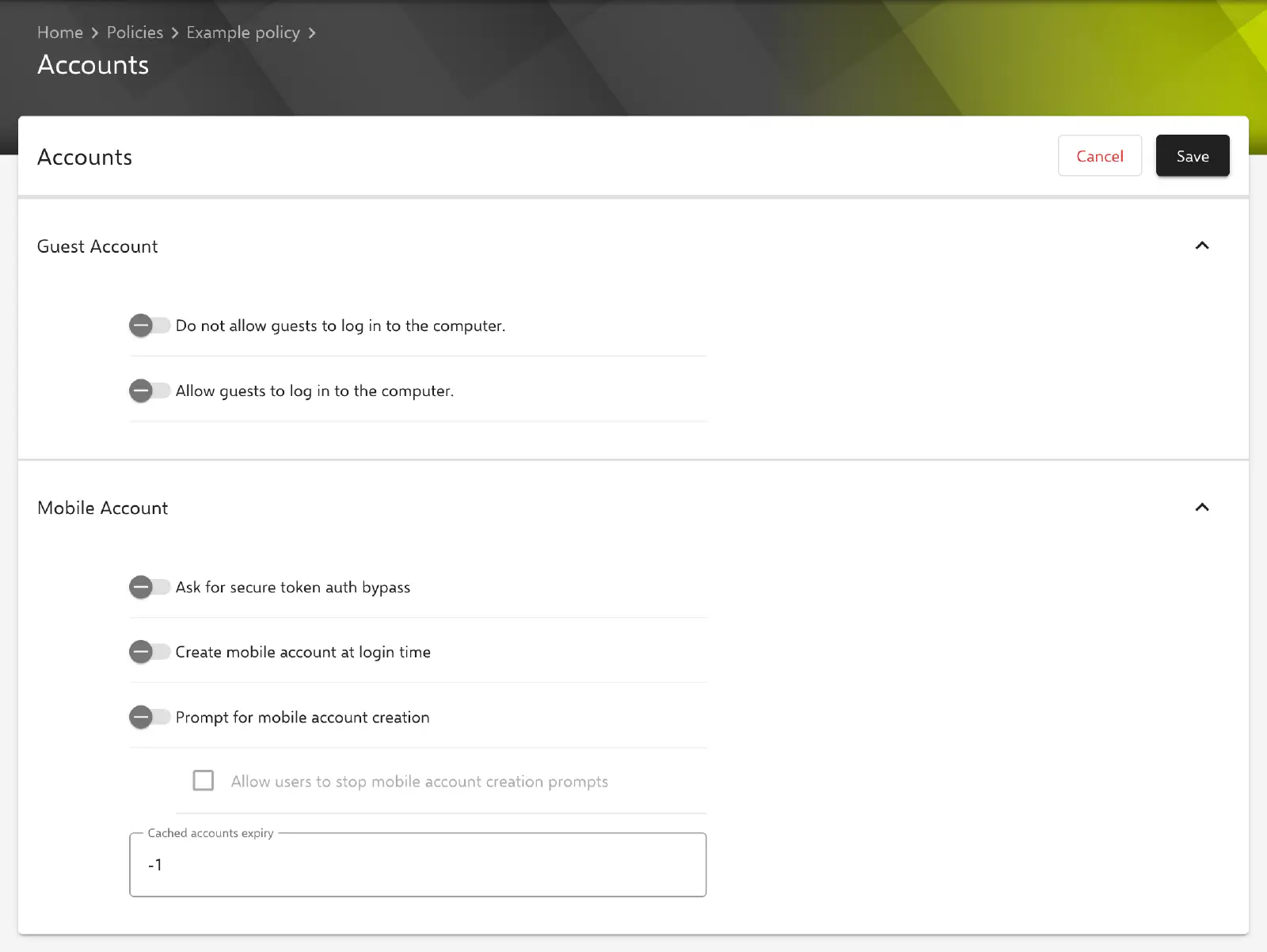 Formulaire Comptes dans le portail Relution