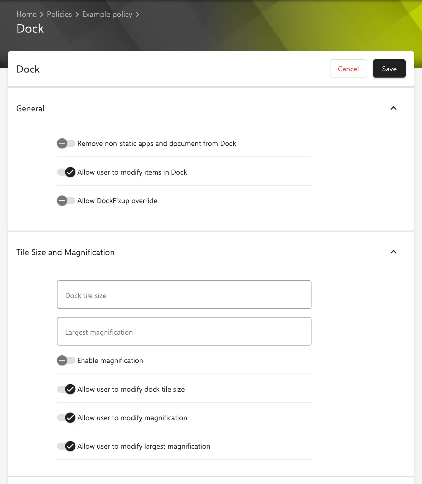 Dock form in the Relution portal
