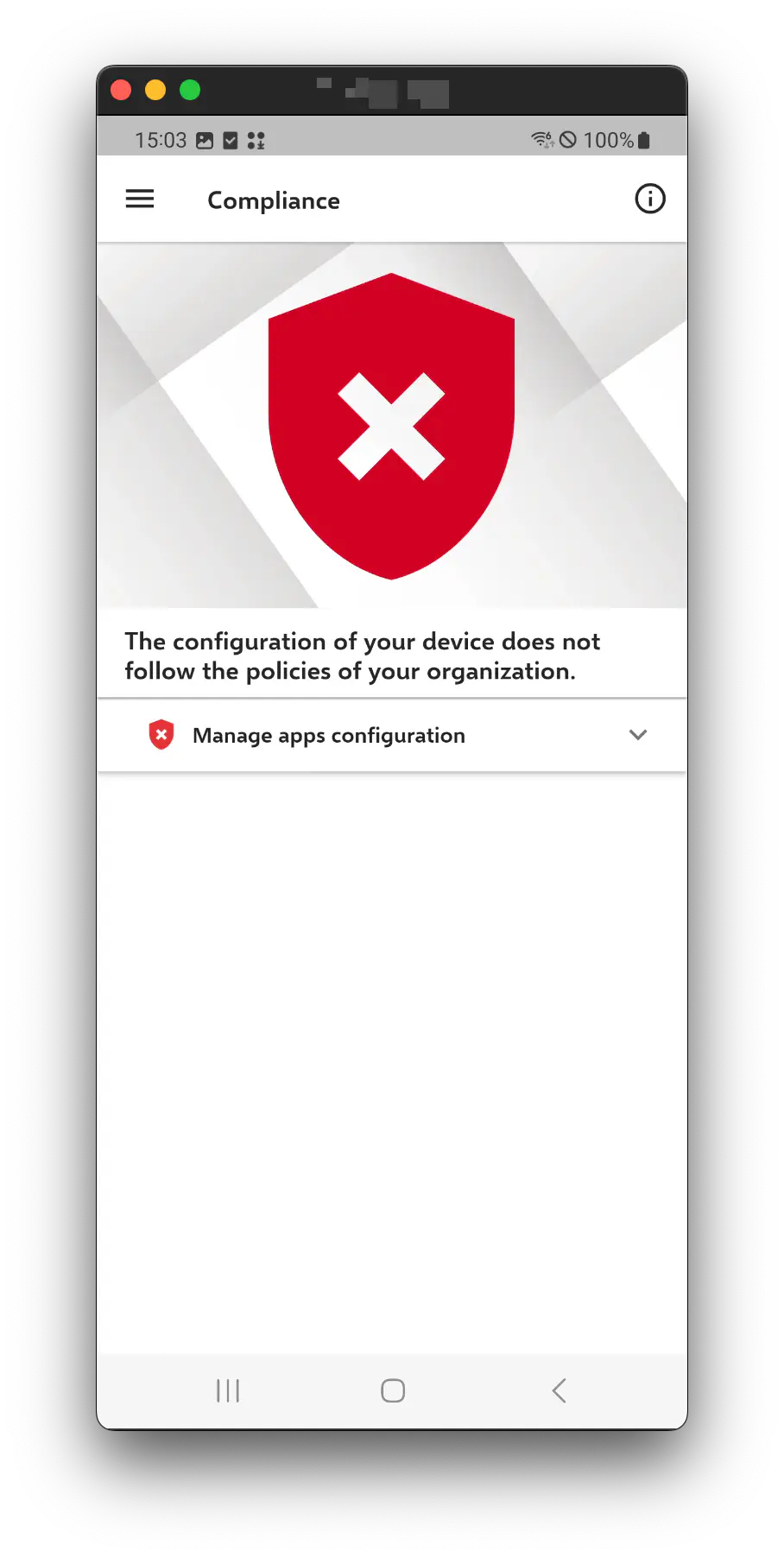 L’Agent Relution affiche l’appareil comme non conforme