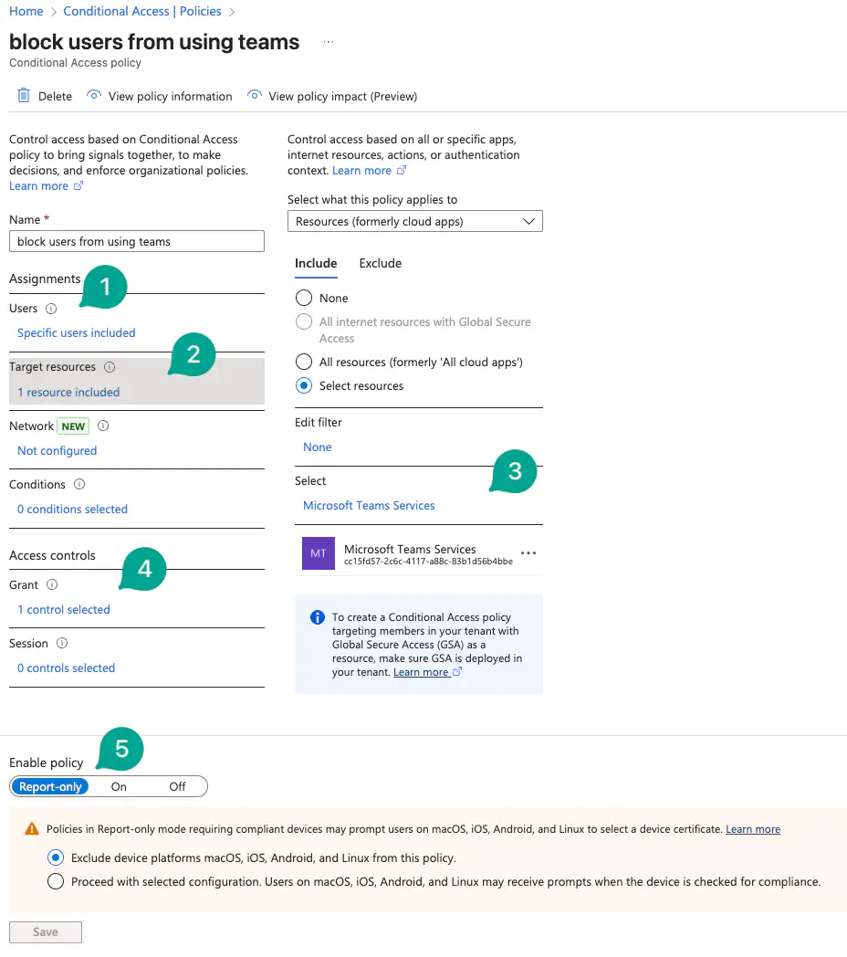 Configuration de règle de base