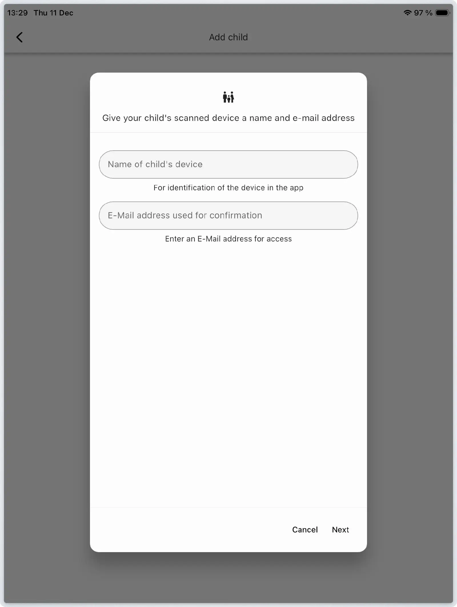 Relution Parent App QR code scanner for linking student device