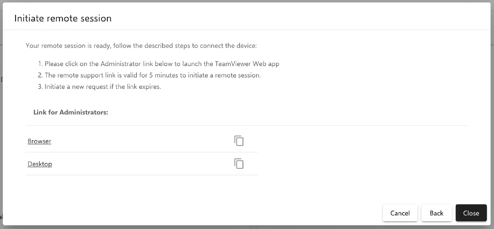 Ouvrir le lien de session d’assistance à distance