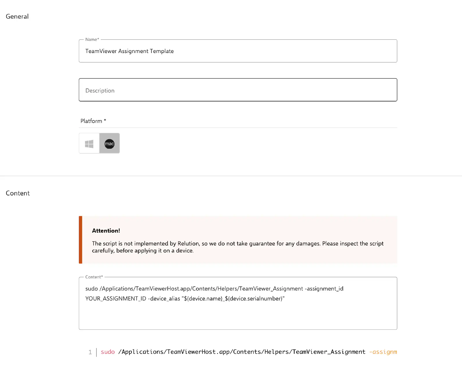 TeamViewer assignment script