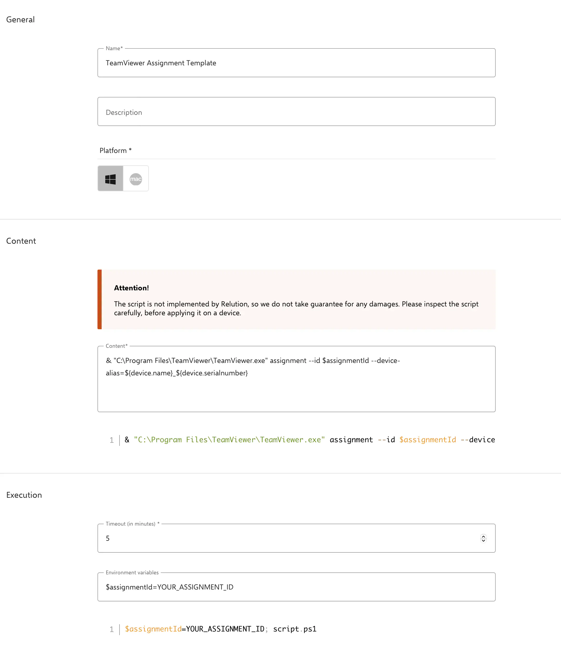 TeamViewer assignment script