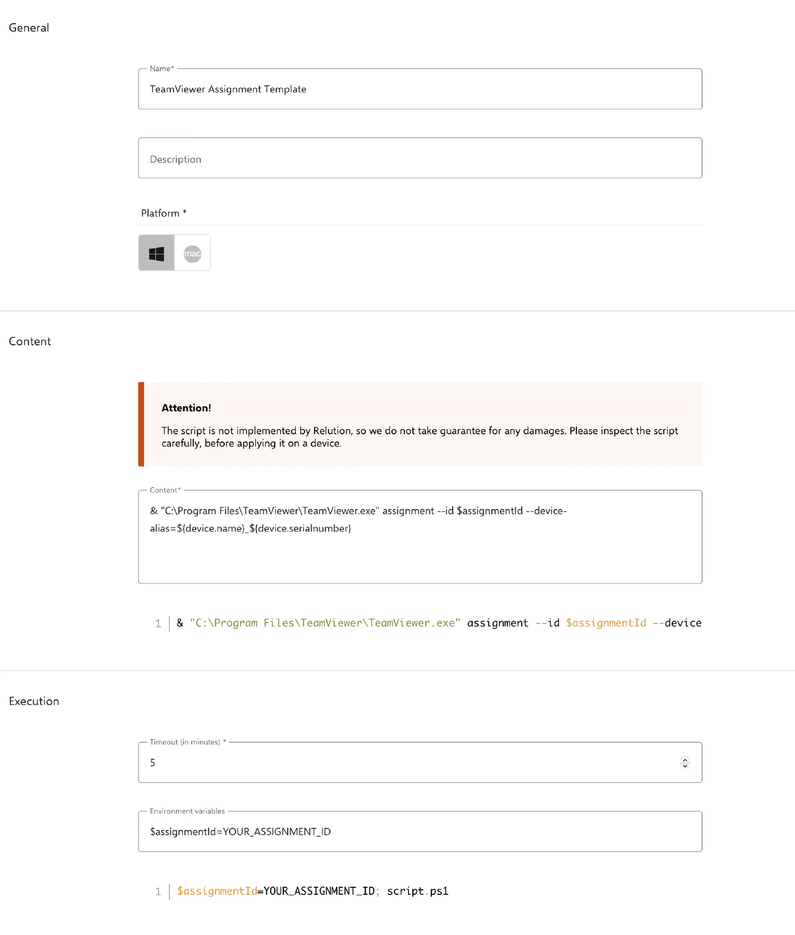 TeamViewer assignment script