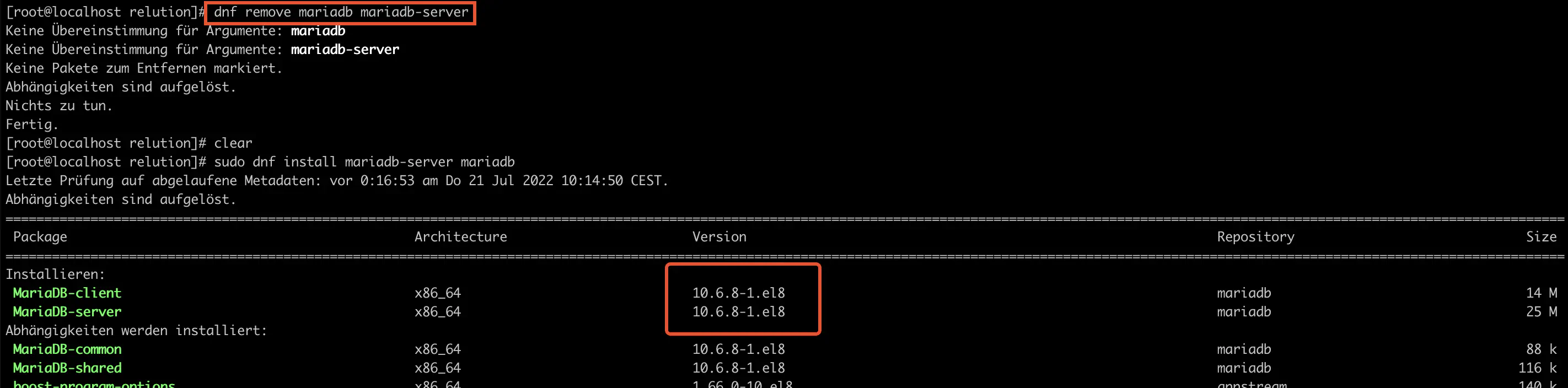 Vérification de la version