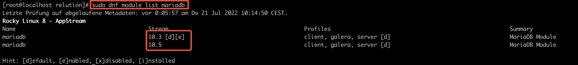 Vérification de la version