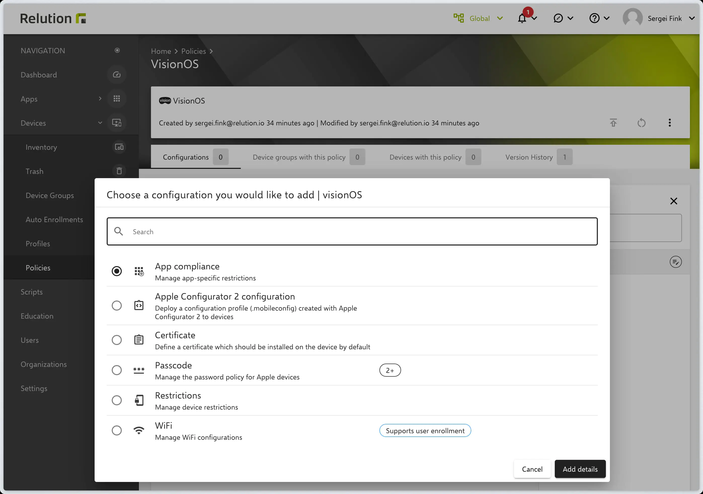 WatchO-Geräte in Relution