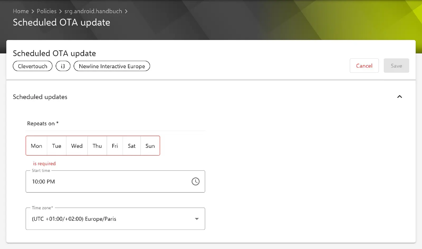 Scheduled OTA Update